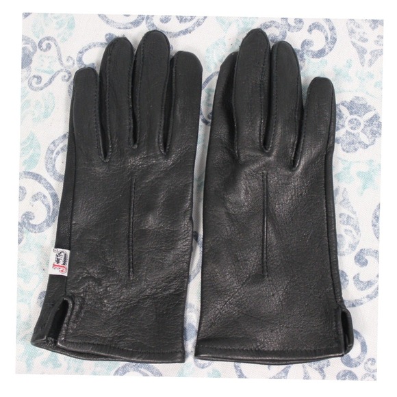 J. Accessories - JustinBlack Leather Lined Gloves Women Small Classic Three Point Stitching‎